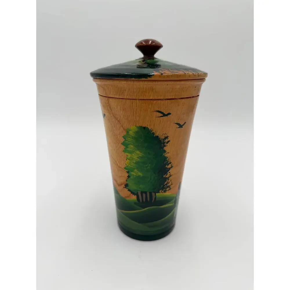 1960's Haitian Turned Wood Lidded Cup